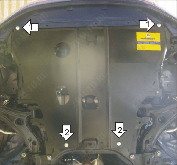 Защита двигателя, кпп стальная Motodor для Honda Jazz III 2008-2011 (2 мм, сталь), 00828
