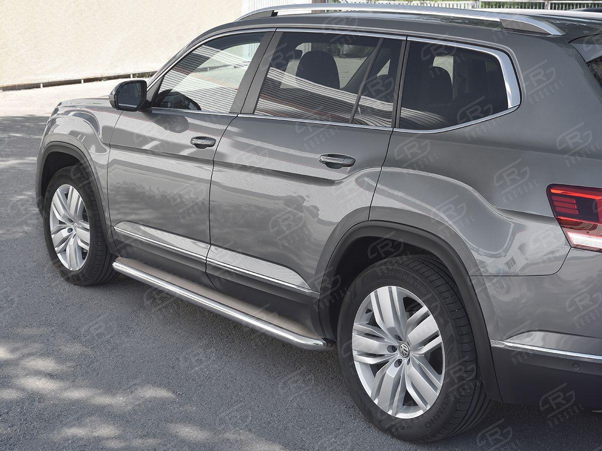 Пороги труба d57 с листом вариант 3 на Volkswagen Teramont 2017, Slitkoff VTML-0029943