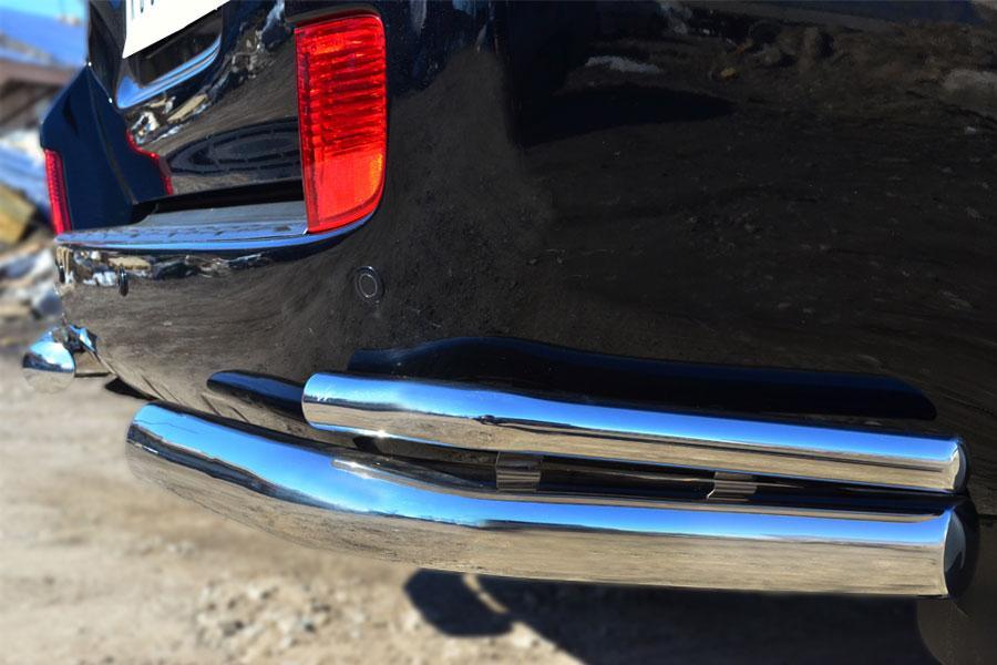 Защита заднего бампера уголки d76/42 для Toyota Land Cruiser 200 2012, Slitkoff TLCZ-001647