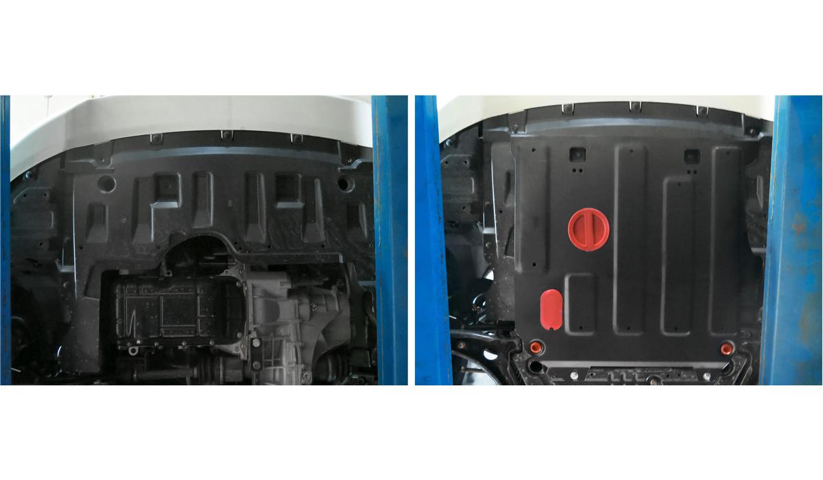 Защита картера и КПП АвтоБроня для Haima M3 (V - 1.5) МКПП 2014-н.в., штампованная, сталь 1.8 мм, с крепежом, 111.07003.1