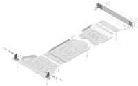 Усиленная защита Мотодор (Двигатель,Коробка переключения передач,Радиатор,Раздаточная коробка,Передний дифференциал), 5 мм, алюминий для Dodge Ram 1500 2018- арт. 32906