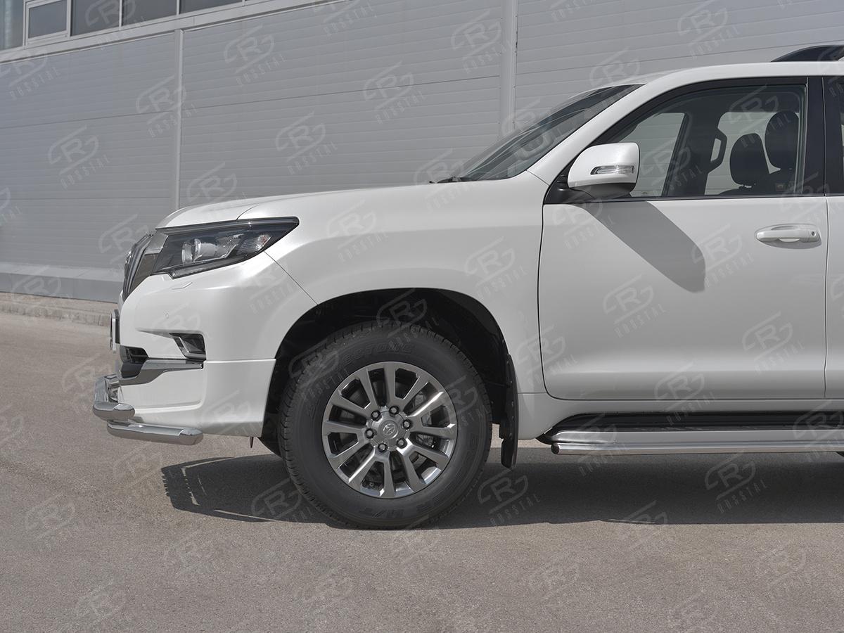 Защита переднего бампера d57 дуга-d57 уголки+клыки для автомобиля Toyota Land Cruiser Prado 150 Style 2019, Slitkoff LCPZ-003298