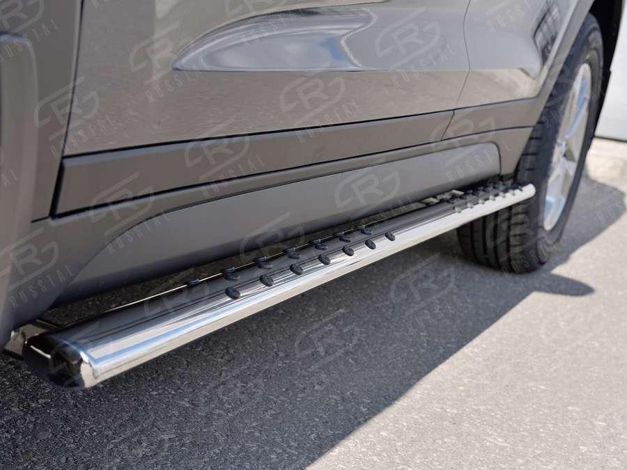 Пороги труба d75х42 овал с проступью Hyundai Tucson 2015, Slitkoff HTO-002236