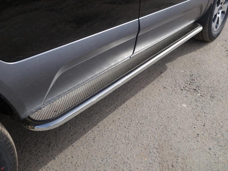 Пороги с площадкой (нерж. лист) 42,4 мм для автомобиля Kia Mohave 2017-, TCC Тюнинг KIAMOH17-20