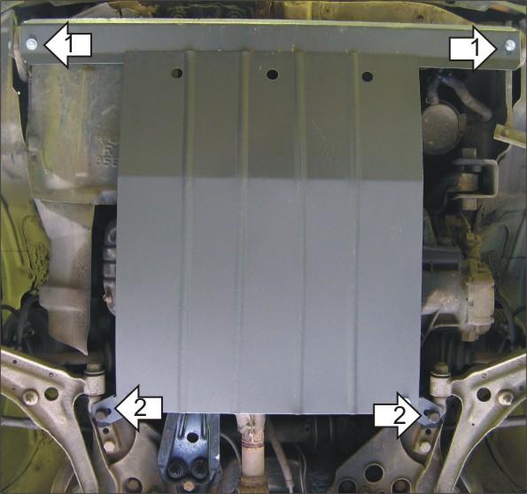 Защита стальная Мотодор (Двигатель, Коробка переключения передач), 2 мм, Сталь для Nissan Maxima 1988-1994 арт. 01404