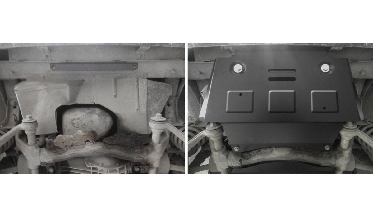 Защита картера АвтоБроня для Lada Niva Travel (V - 1.7) 2021-н.в., штампованная, сталь 1.8 мм, с крепежом, 111.01021.1