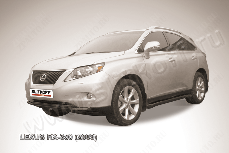 Защита переднего бампера d57+d57 двойная черная Lexus RX-350 (2008-2012) , Slitkoff, арт. LRX35007B