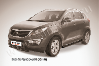 Защита переднего бампера d57 короткая черная Kia Sportage (2010-2016) , Slitkoff, арт. KSP010-007B