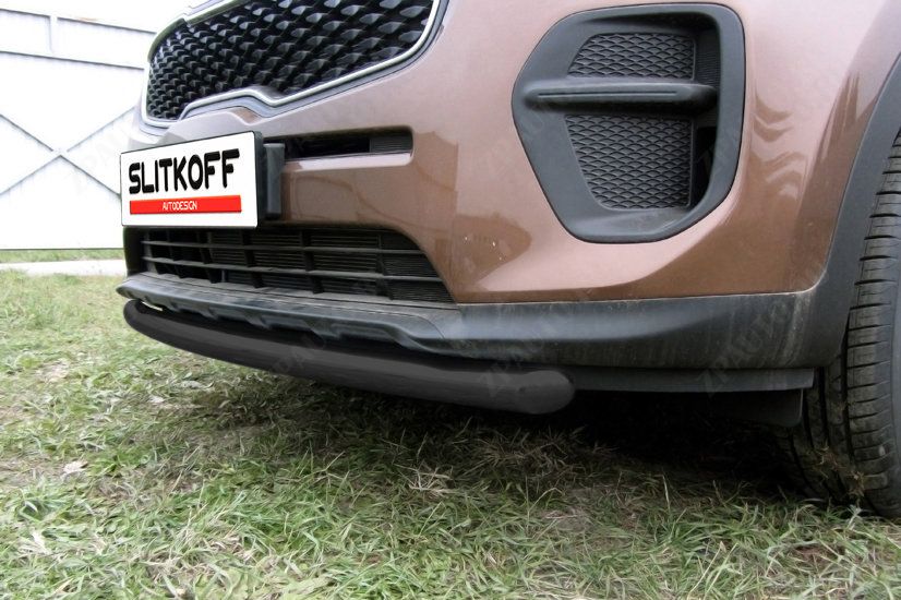Защита переднего бампера d57 черная Kia Sportage (2016-2021) , Slitkoff, арт. KSP16-001B