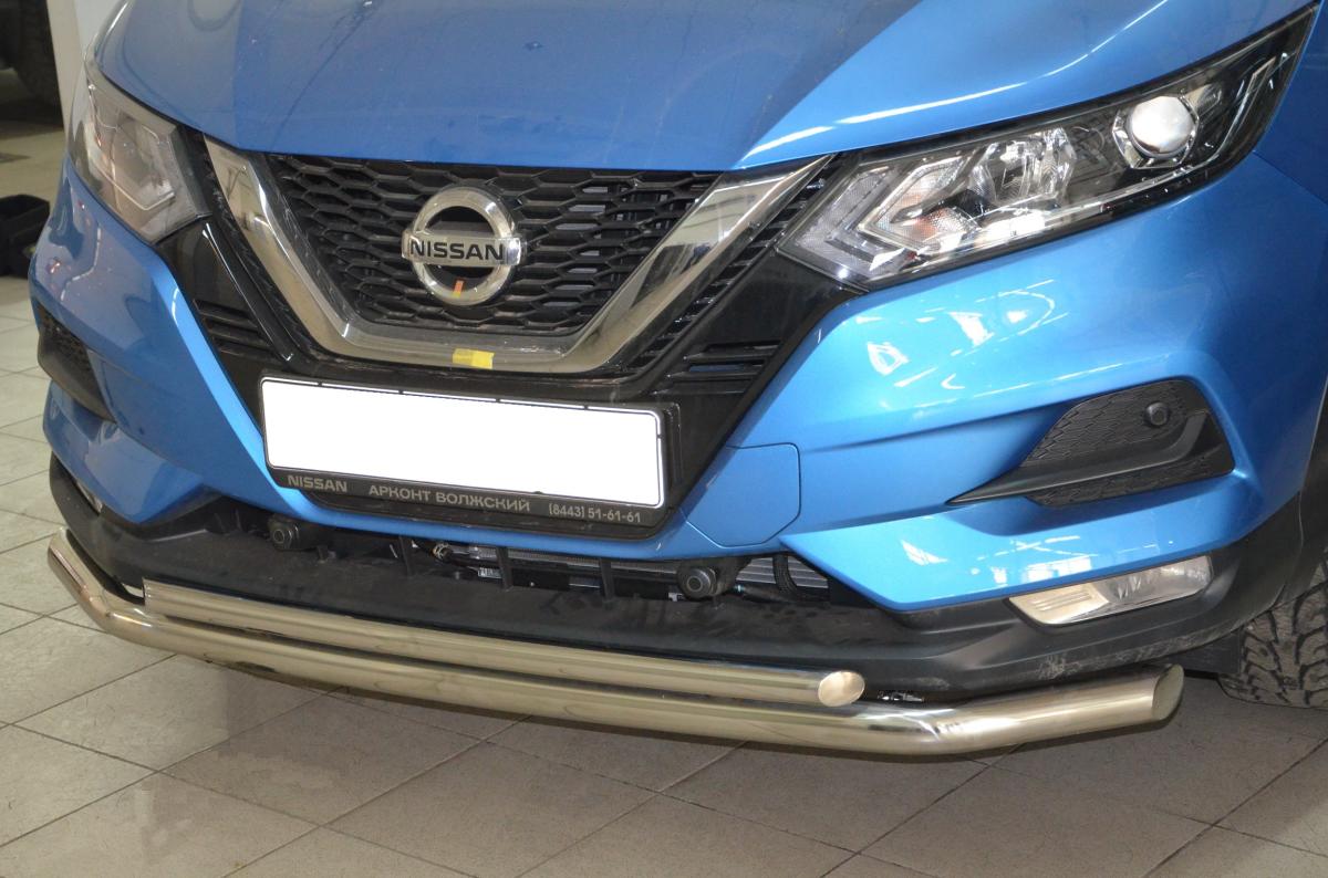 Защита переднего бампера двойная для автомобиля Nissan Qashqai 2017 арт. NQ.17.03, Россия
