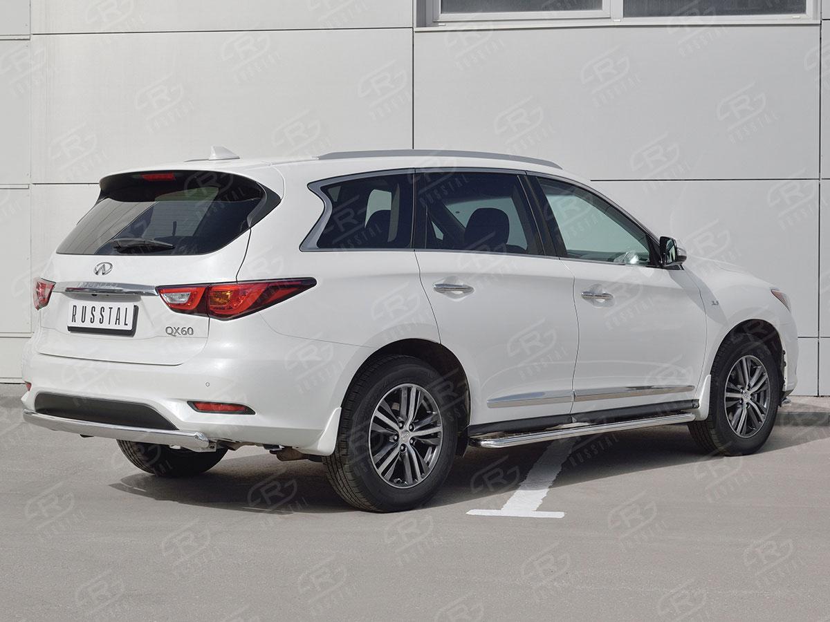 Защита заднего бампера d75х42 для Infiniti QX60 2016, Slitkoff IQXZ-002684