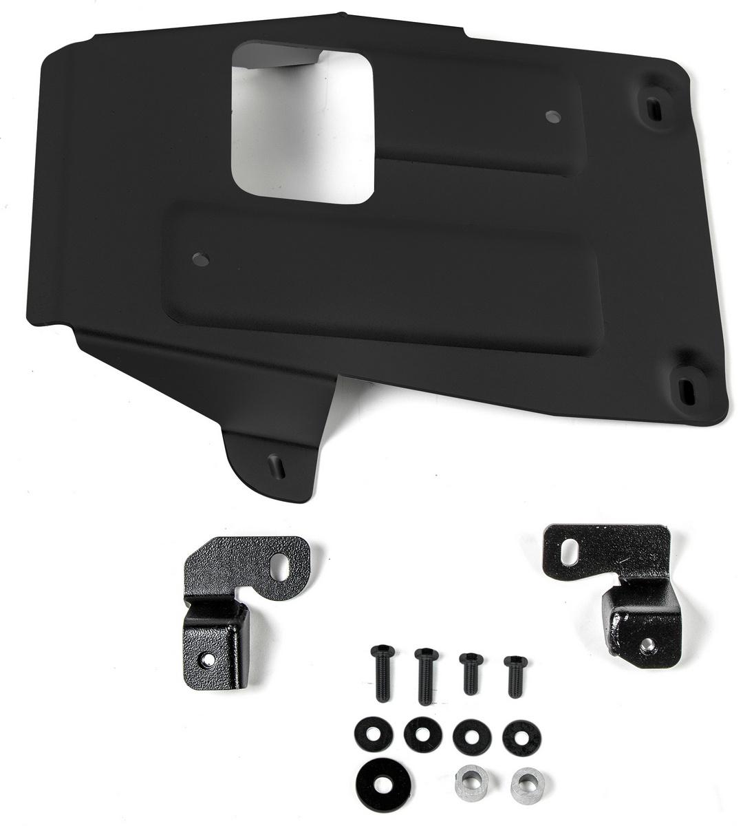 Защита РК Rival (черная) для Porsche Cayenne III 2017-н.в., штампованная, алюминий 4 мм, с крепежом, 333.4617.1