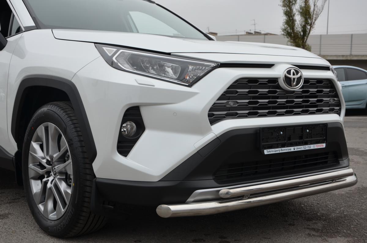 Защита переднего бампера (радиус) двойная для автомобиля Toyota RAV4 2019 арт. TRAV.19.03, Россия