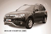 Кенгурятник d76 мини с защитой картера Subaru Forester (2007-2013) Black Edition, Slitkoff, арт. SF003BE