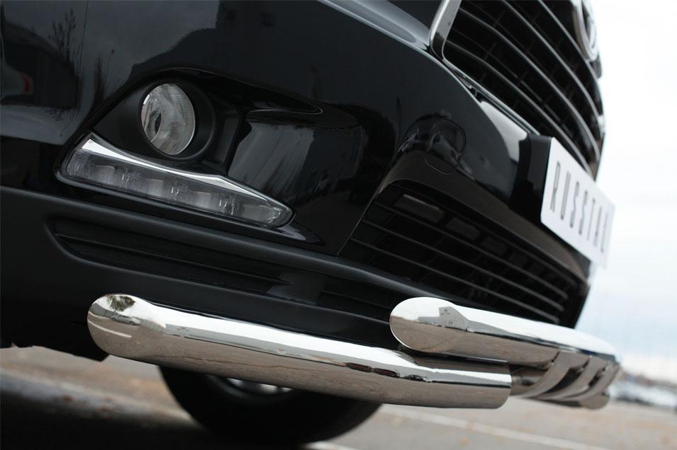 Защита переднего бампера d57/57 уголки с клыками для Toyota Highlander 2013-2016, Slitkoff THRZ-001918