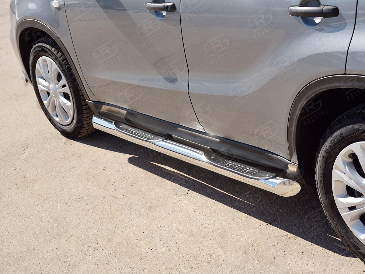 Пороги труба d76 с накладкой вариант 1 Suzuki Vitara 2015, Slitkoff SVT-0026441