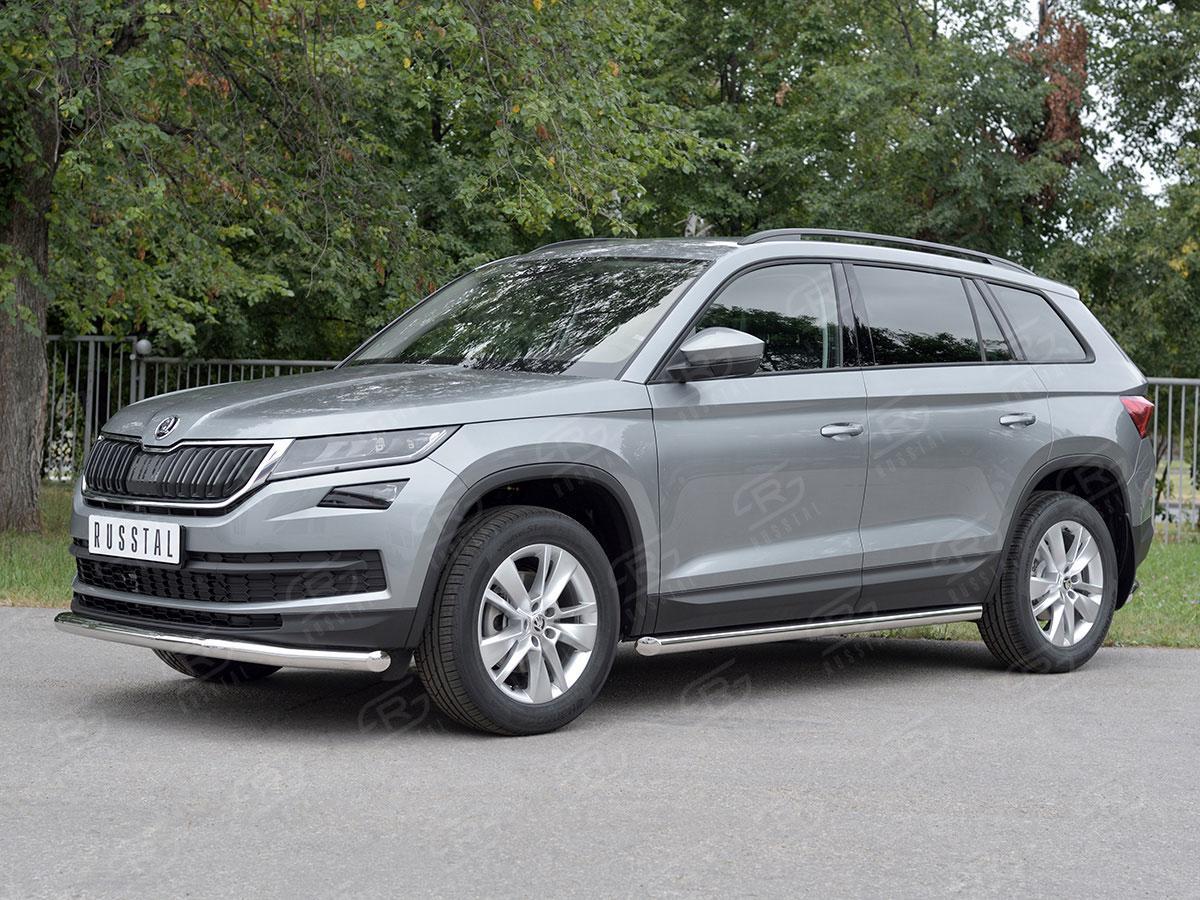 Защита переднего бампера d57 волна на Skoda Kodiaq, Slitkoff SKKZ-002770