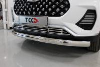 Защита передняя нижняя (овальная) 75х42 мм для автомобиля Chery Tiggo 7 PRO 2020 арт. CHERTIG7P20-19