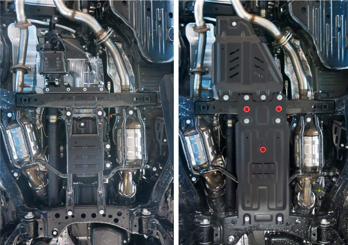 Защита КПП АвтоБроня для Toyota Land Cruiser 200 рестайлинг (V - 4.5D; 4.6) 2015-2021, штампованная, сталь 1.8 мм, с крепежом, 111.09507.1