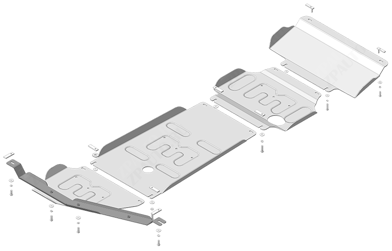 Защита алюминиевая Мотодор (Двигатель, Передний дифференциал, Коробка переключения передач, Радиатор, Раздаточная коробка), 5 мм,  для Toyota Sequoia  2022- арт. 32529