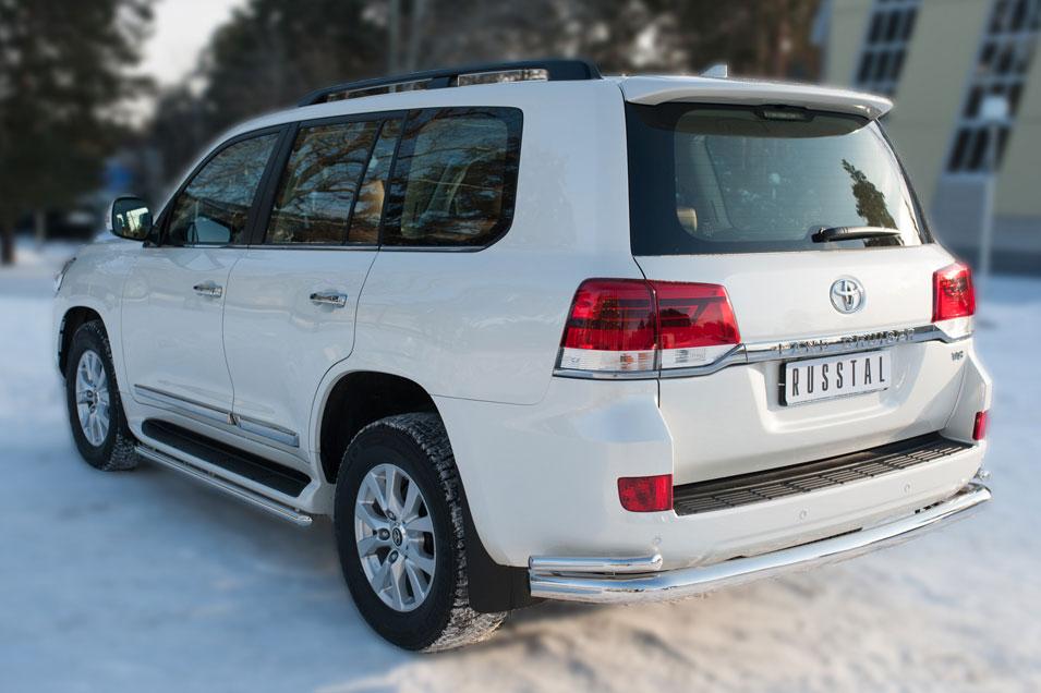Защита заднего бампера d76/42 уголки для Toyota Land Cruiser 200 2015, Slitkoff TLCZ-002169