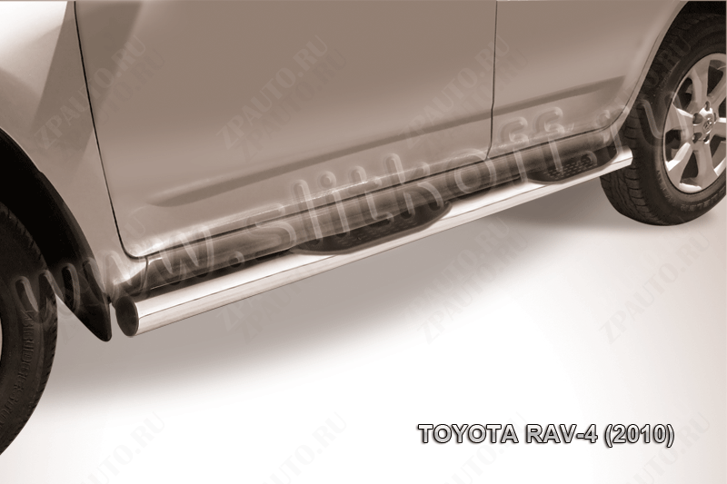 Защита порогов d76 с проступями Toyota Rav-4 (2010-2016) , Slitkoff, арт. TR410-012