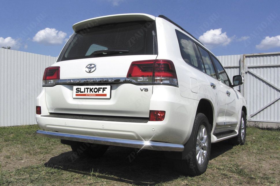 Защита заднего бампера d76 Toyota Land Cruiser 200 (2015-2021) Black Edition, Slitkoff, арт. TLC2-15-009BE
