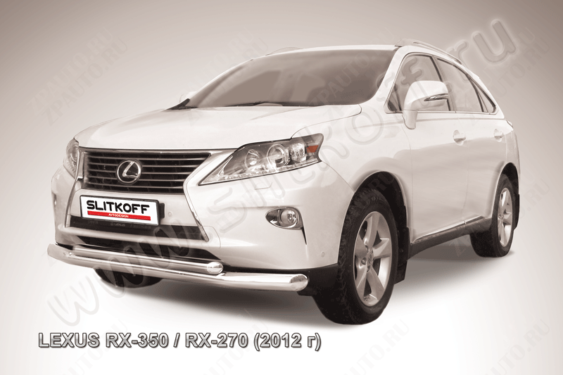 Защита переднего бампера d76+d57 двойная Lexus RX-350 RX-270 (2012-2015) Black Edition, Slitkoff, арт. LRX35-12.001BE