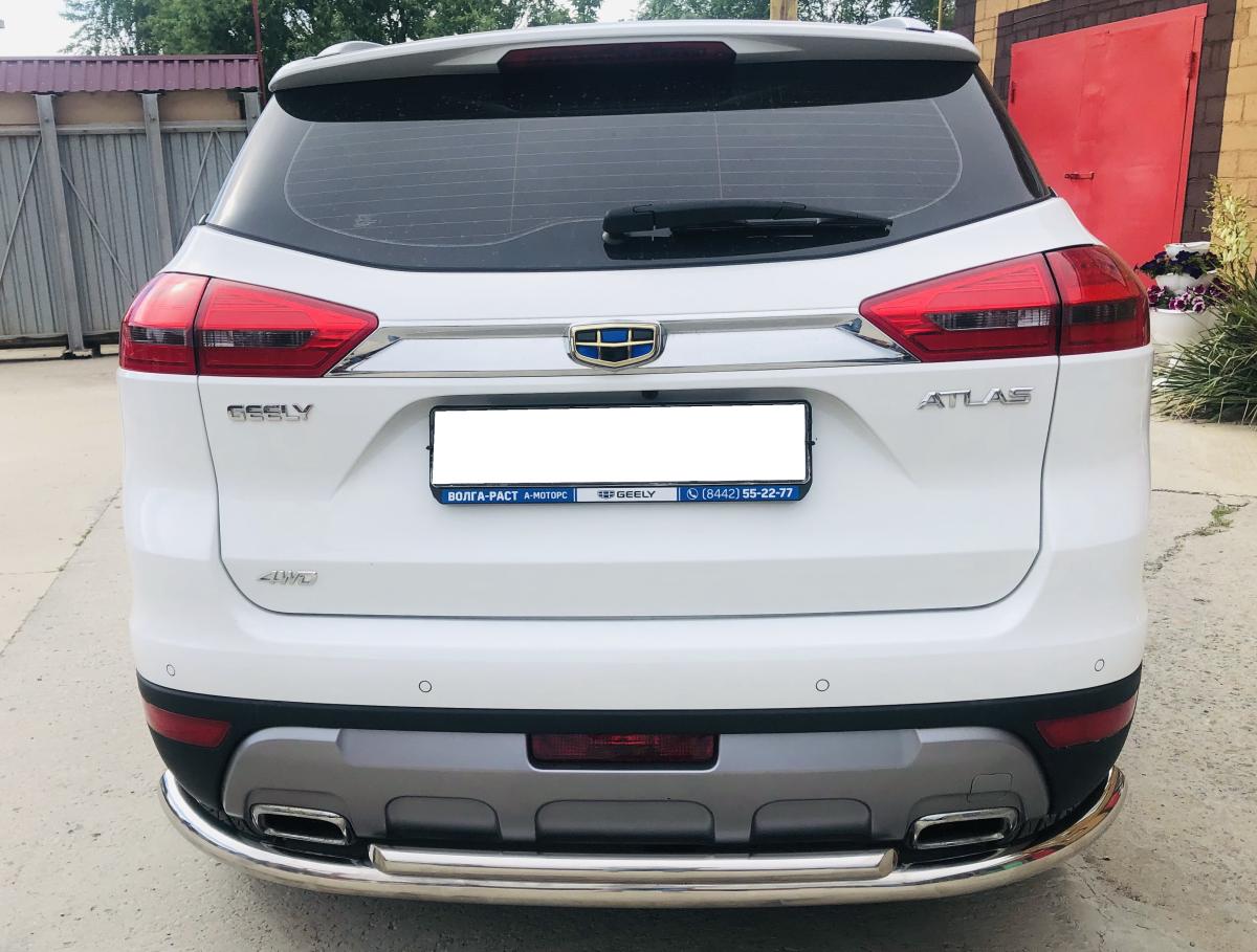 Защита заднего бампера  двойная для автомобиля Geely Atlas 2018 арт. GA.18.22
