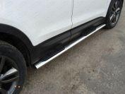 Пороги овальные с накладкой 120×60 мм для автомобиля Hyundai Santa Fe 2011-2012, TCC Тюнинг HYUNSF11-09