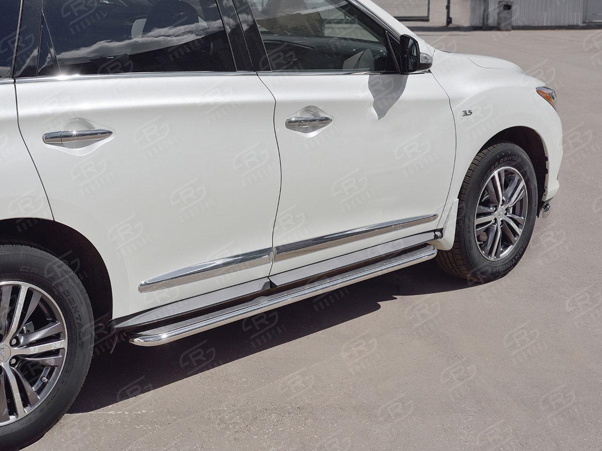 Пороги труба d42 с листом вариант 3 для Infiniti QX60 2016, Slitkoff IQXL-0026813