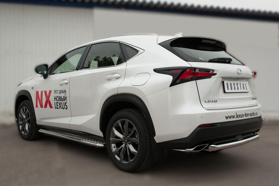 Защита заднего бампера d57 для Lexus NX 200t 2014 F Sport, Slitkoff LNXZ-002142