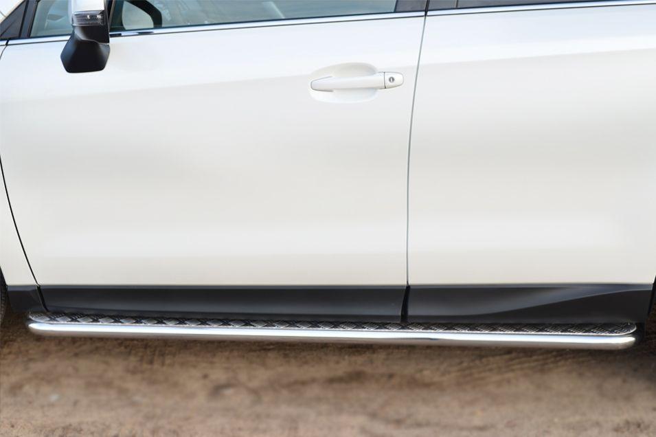 Пороги труба d42 с листом для Subaru Forester 2013, Руссталь SUFL-001602