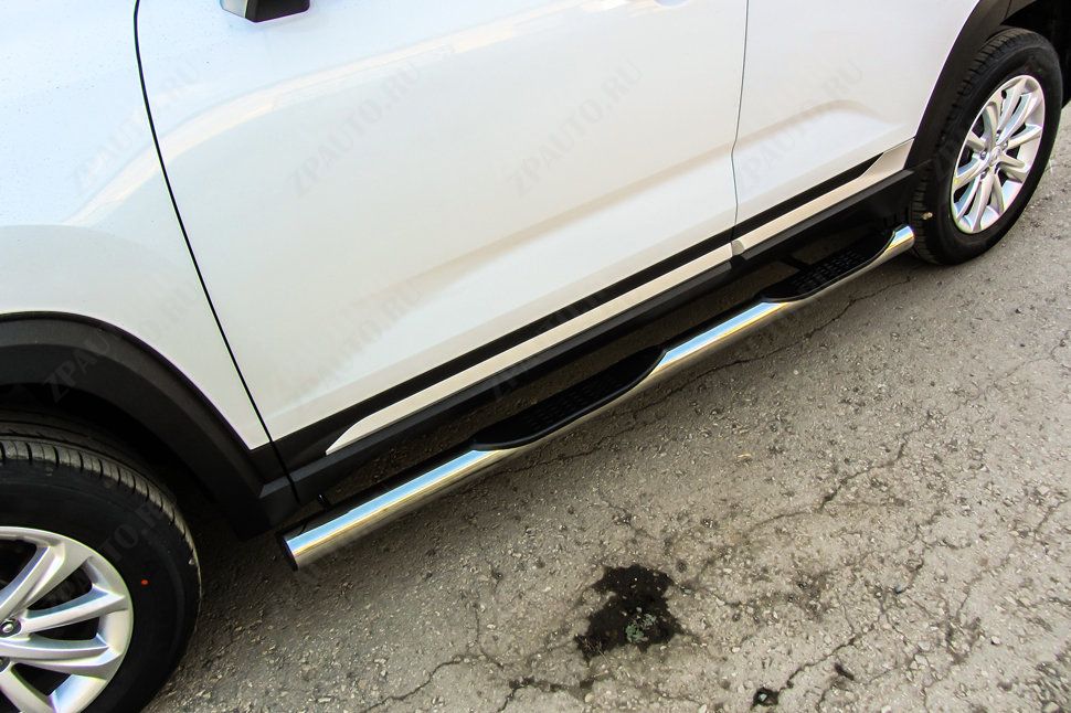 Защита порогов d76 с проступями Changan CS35Plus (2018-2023) Black Edition, Slitkoff, арт. CHANCS35P-004BE