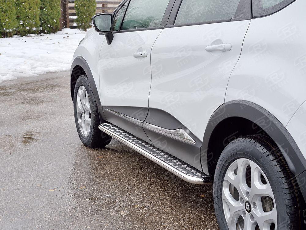 Пороги труба d42 с листом вариант 2 Renault Kaptur 2016, Slitkoff RKPL-0024682