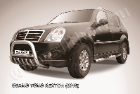 Кенгурятник d76 низкий с защитой картера SsangYong Rexton (2006-2012) Black Edition, Slitkoff, арт. SSR001BE