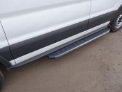 Порог алюминиевый с пластиковой накладкой (карбон черные) 1720 мм (левый) для автомобиля Ford Transit FWD L2 2013- TCC Тюнинг арт. FORTRAN16-19BL