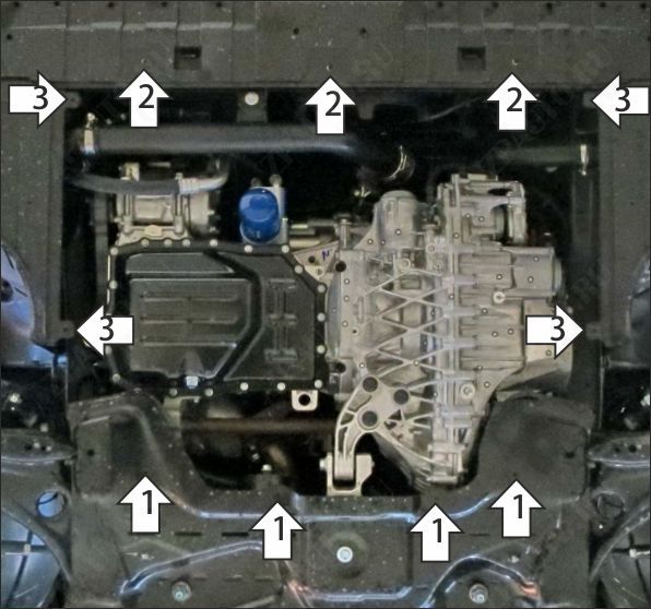Защита стальная Мотодор (Двигатель, Коробка переключения передач), 2 мм,  для Dongfeng Shine Max  2022- арт. 78602