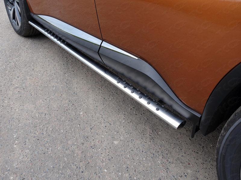 Пороги овальные с проступью 75х42 мм для автомобиля Nissan Murano 2016-, TCC Тюнинг NISMUR16-12