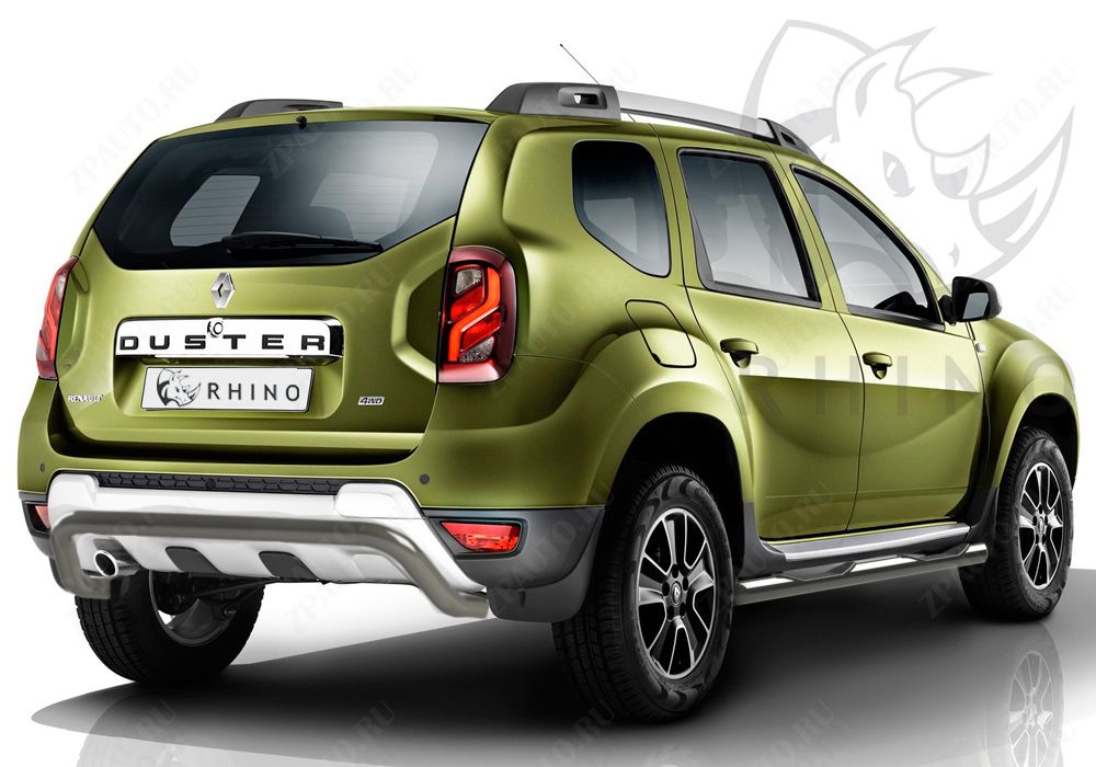 RENAULT DUSTER 2015-2020 Защита заднего бампера  d57 ч. сталь сер. (волна) RDZBR-002188SER