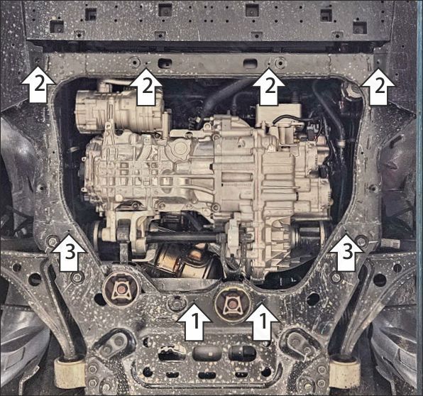 Защита стальная Мотодор (Двигатель; Передний электромотор), 2 мм,  Gac S9  2025-2026 арт. 77811