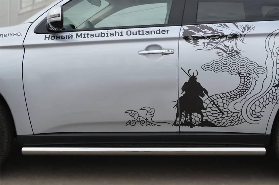 Пороги труба d63 вариант 3 для Mitsubishi Outlander 2012, Руссталь MRT-0010533