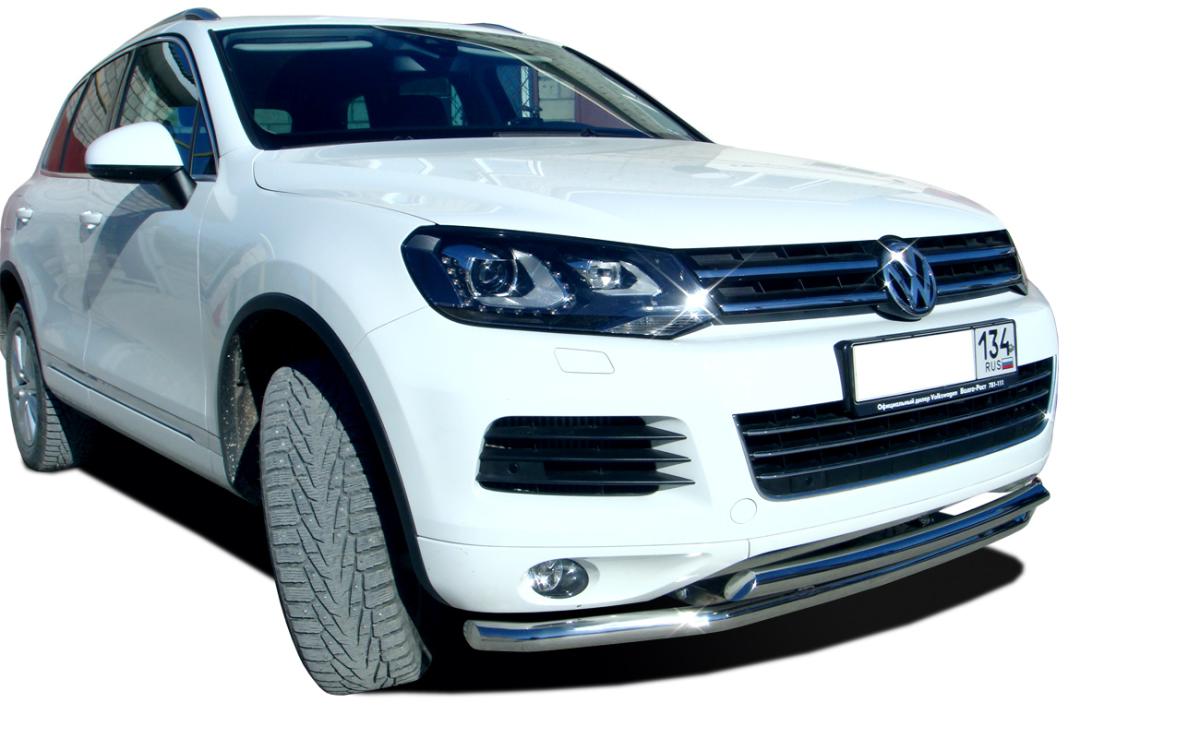 Защита переднего бампера двойная для автомобиля VOLKSWAGEN Touareg  2012, Россия VWTR.12.03-1
