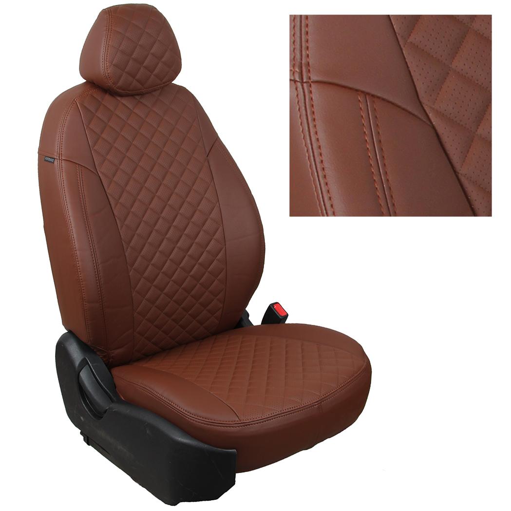 Чехлы для SEAT Ibiza IV Hb (5-ти дверный) сплошной, Ромб, (Темно-коричневый + Темно-коричневый), Autopilot арт. se-ib-i4-tktk-r