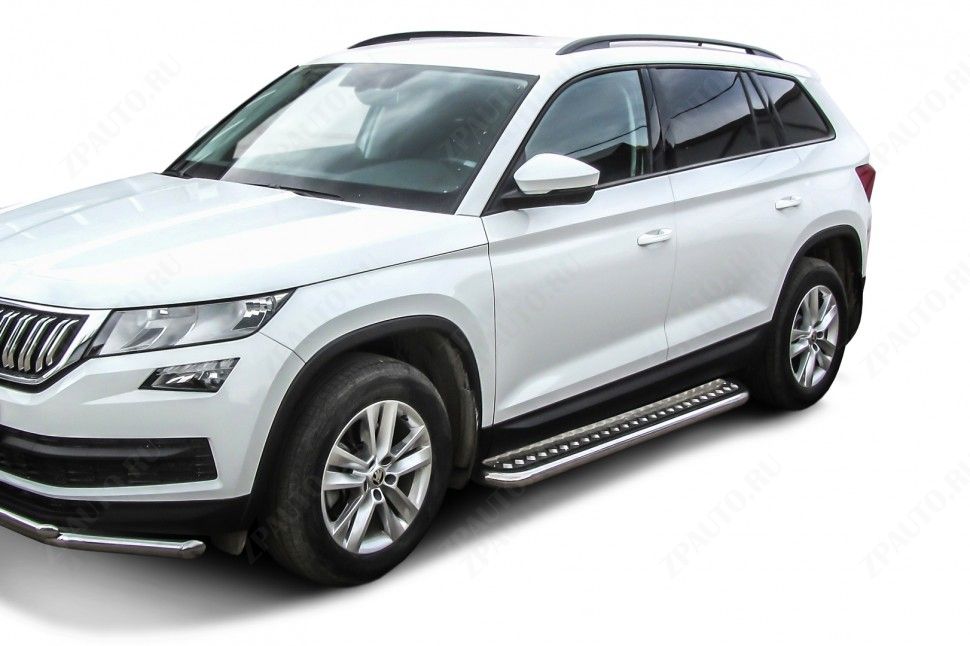 Защита порогов D57 с листом Skoda Kodiaq (2016-2021) , Slitkoff, арт. SKKOD-005