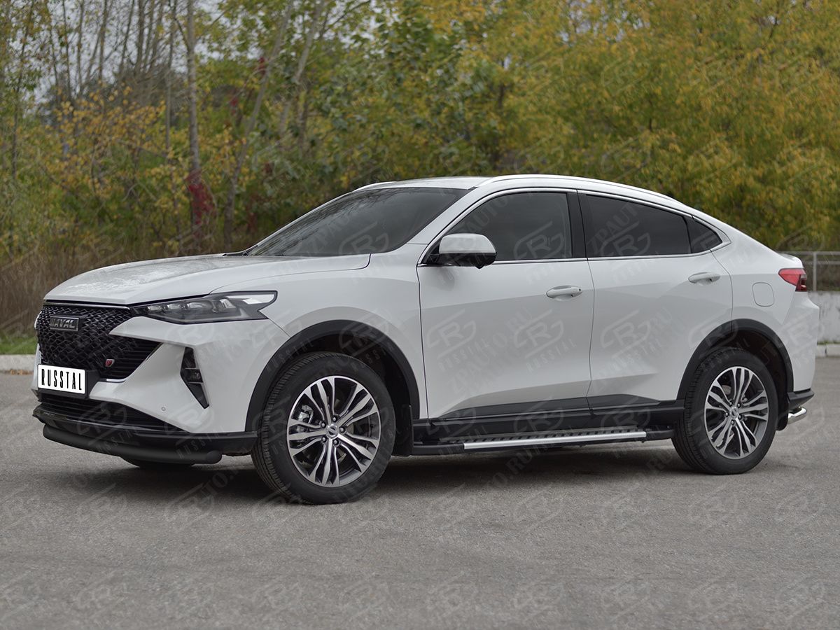 HAVAL F7X 4WD 2022- Защита переднего бампера d57 секции black HF7XZ-004002CH