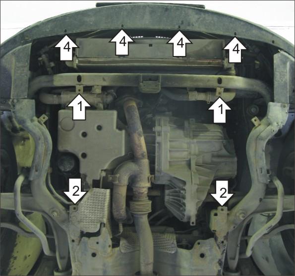 Защита стальная Мотодор (Двигатель, Коробка переключения передач), 2 мм, Сталь для Rover 75 1999-2005 арт. 06001