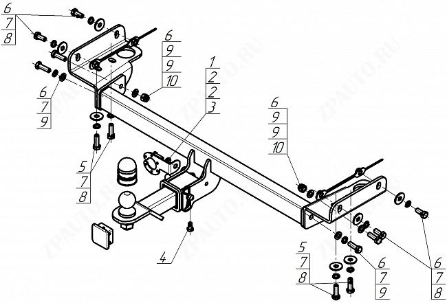 Фаркоп Jetour T1 2025-, тип шара E, MOTODOR, арт. 99030-E