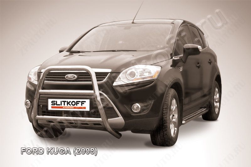 Кенгурятник d57 высокий с двумя перемычками Ford Kuga (2008-2013) , Slitkoff, арт. FKG001