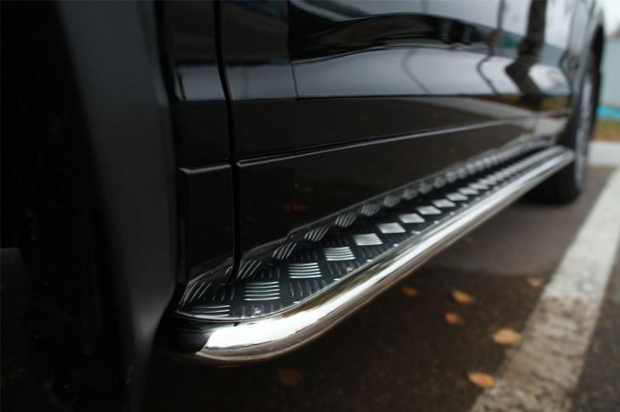 Пороги труба d42 с листом для Toyota Highlander 2013-2016, Slitkoff THRL-001920